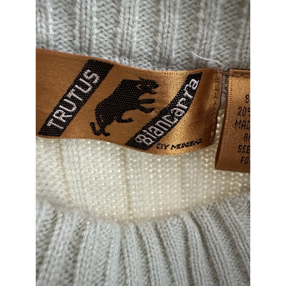 Vintage Trutus Biancarra Sweater Mens XL Knit 90s Diamonds Beige Brown Retro - Picture 8 of 8